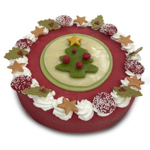 Kerst slagroom taart met rode marsepein (10 p.)