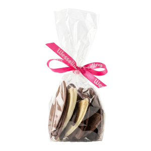 Zakje melk, witte en pure chocolade gesorteerd